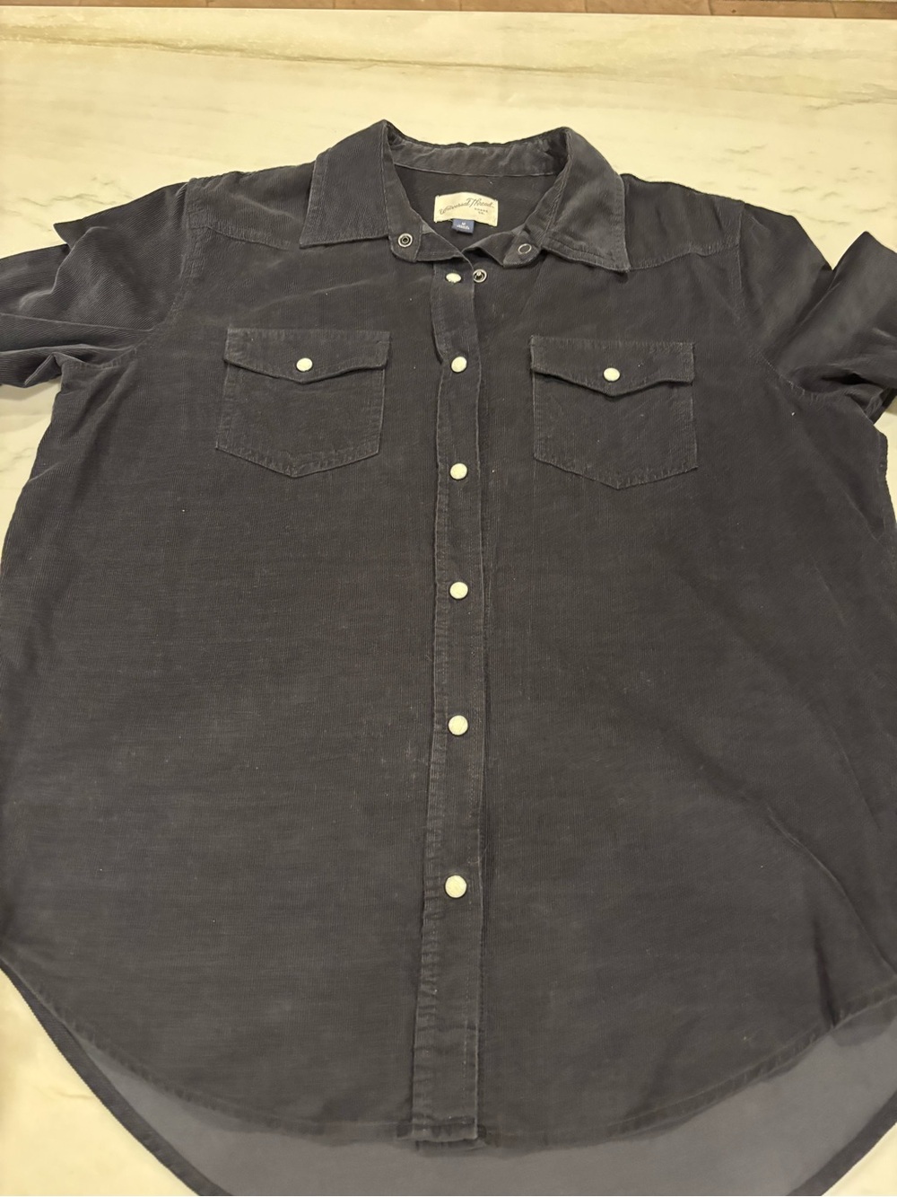 Women’s Dark Gray corduroy Button-Front Shirt